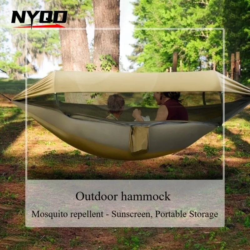 

Новая уличная двухместная автоматическая москитная сетка-качели с защитой от падения, подвесная кровать для кемпинга, тент-навес от солнца