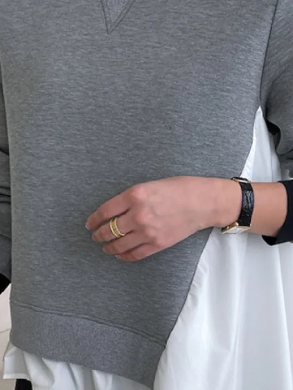 Thiened Patchwork rétro Sweat polyvalent Dongda Gate INS petite ence trajet Sle Long Sve col haut à capuche