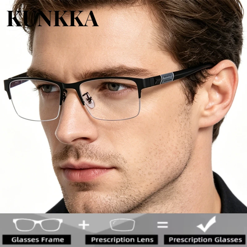 

KUNKKA Men Reading Glasses Retro Business Hyperopia Eyewear Anti Blue Light Reading EyeGlasses Photochromism Presbyopia Optical