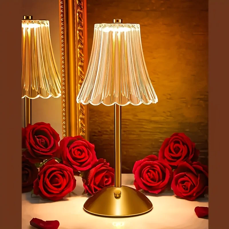 

Crystal Cordless Table Lamps-1/2pcs Rechargeable Gloden Vintage LED Desk Lamp with USB Port, 3 Color LED Small Portable Touch Lamp for Bedroom Living Room Home Office