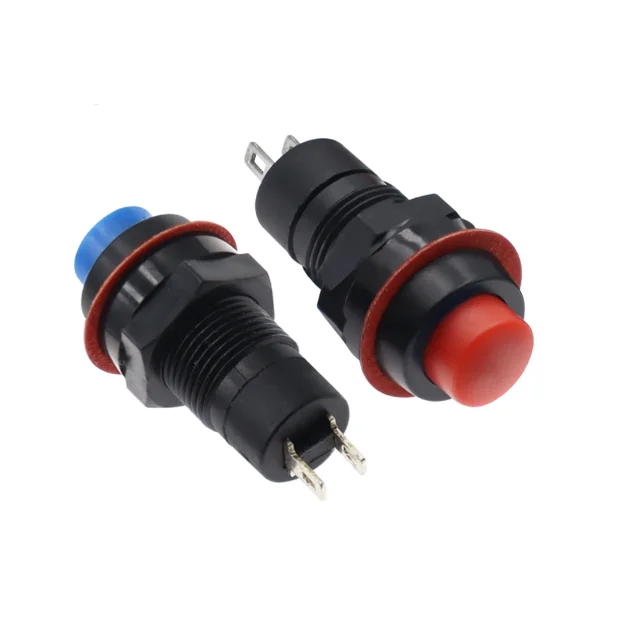 Hongt DS-211 DS-213 10MM Round Pushbutton Switch Self-Locking Momentary Switch Red, Yellow, Blue, Green, Black and White Keypad