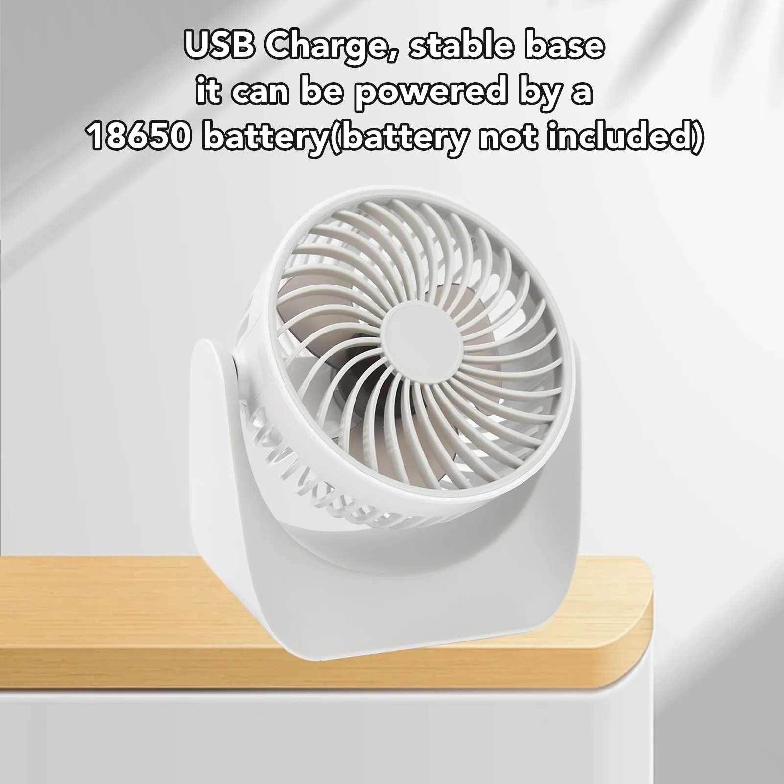 

USB Desk Fan 3 Speed Modes Stable Base Rotatable Head USB Charge Small Desk Fan for Family Office School