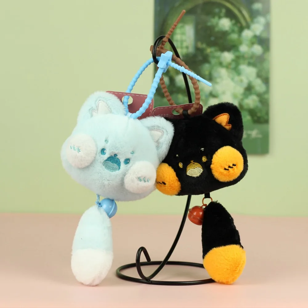 猫の形をした豪華なロングテールのキーホルダー,ベル付きの綿のキーホルダー,漫画のキャラクター,かわいい人形のペンダント,クリスマスプレゼント,ファッション