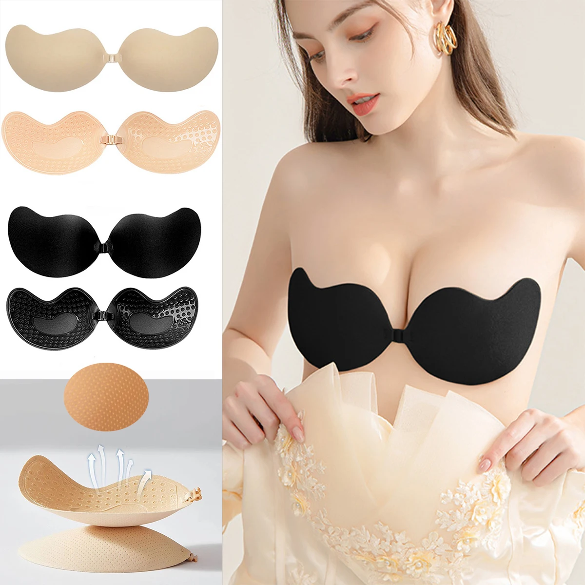 New breathable mango nipple stickers invisible silicone bra self-adhesive push-up nipple tape nipple stickers for women