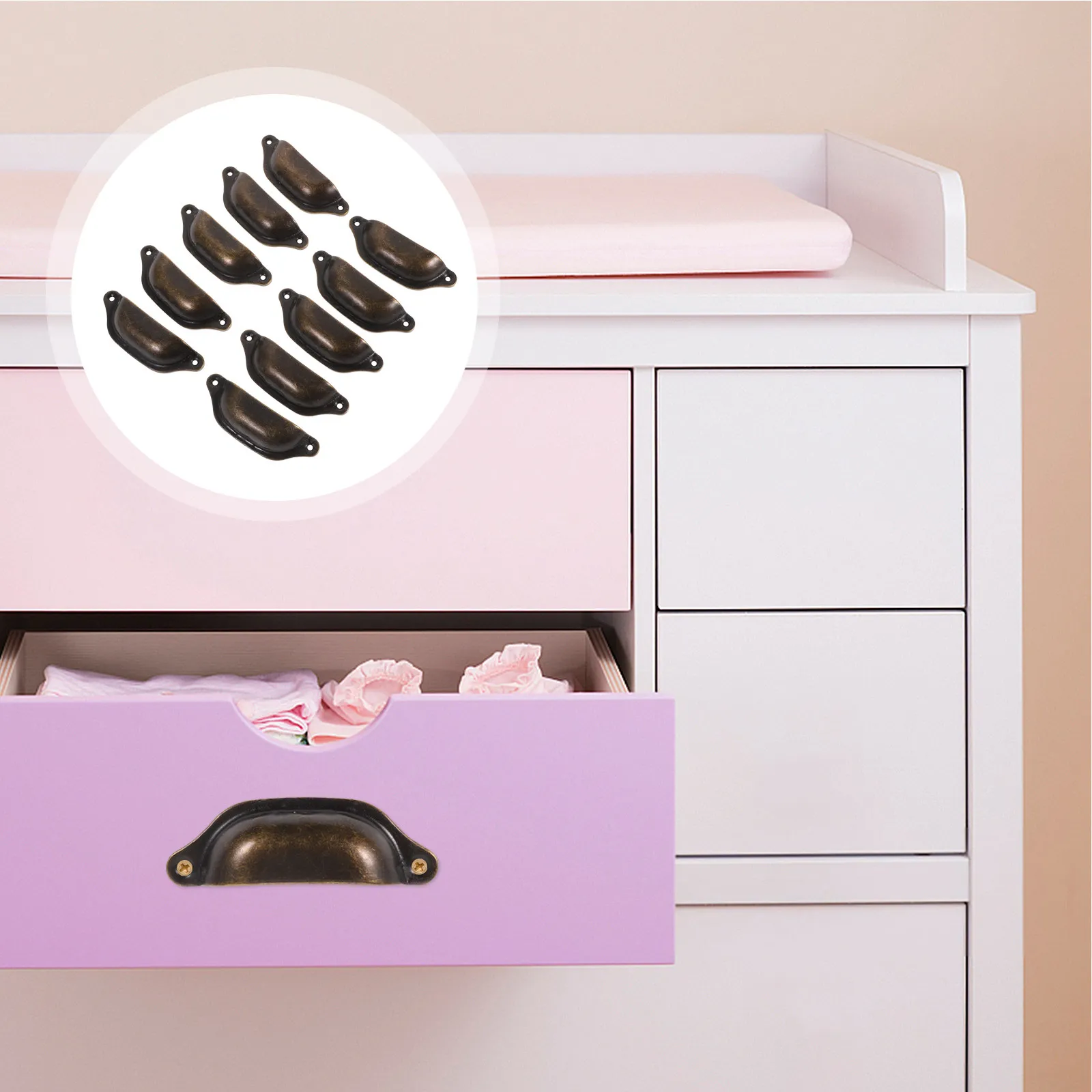 10Pcs Elegant Shell Motif Vintage Drawer Knobs Retro Cabinet Pulls for Dressers Wardrobes Kitchen Cupboards Furniture Hardware