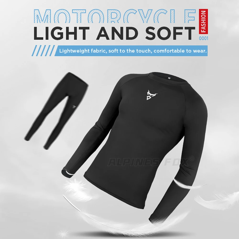 MOTOCENTRIC Men's Motorcycle Underwear Quick-Drying Set Motorcycle Sweat Clothes Base Layers Tight Long Johns Tops & Pants Set