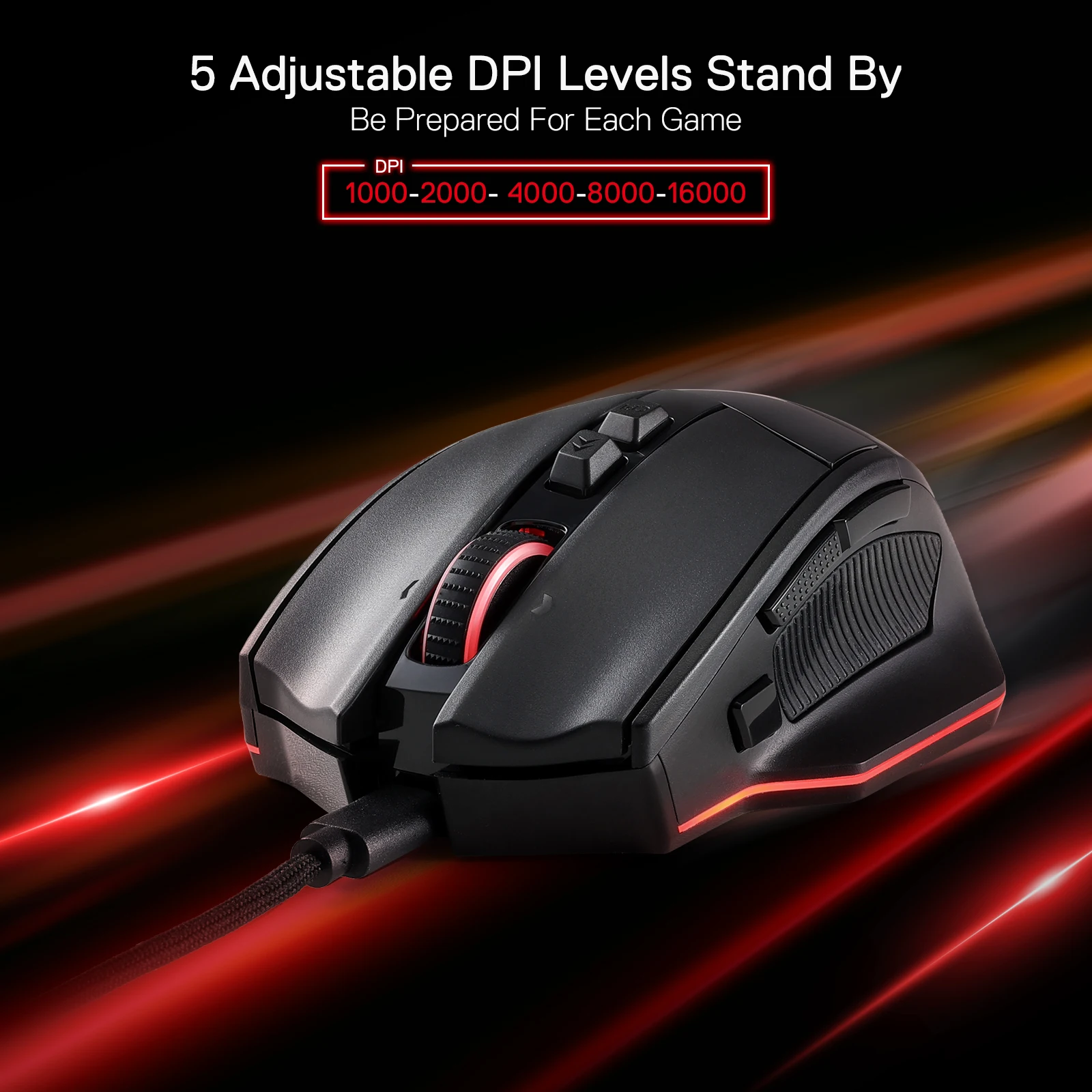 Imagem -03 - Wired Rgb Gaming Mouse 4d Dual Mode Scroll Wheel Mouse Gamer Ergonômico Óptico Max 16000dpi Alto Suporte Redragon-m813