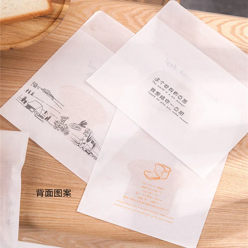 

50Pcs Disposable Food Sliced Toast Bread Packaging Bags Self-adhesive Baking Biscuit Oil Papers