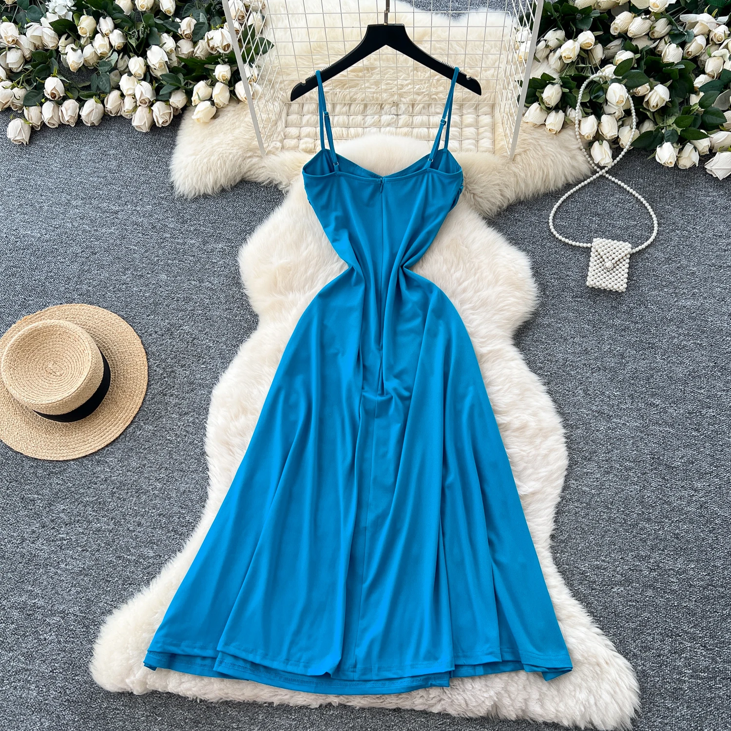 Chic vintage Sexy paillettes senza maniche Fata A-line Summer Women Boho Sundress Beach abbigliamento donna Abito lungo