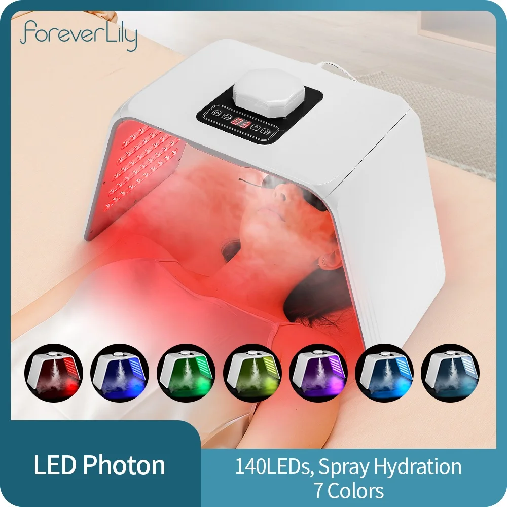 7 colores LED máquina de fotones piel hidratante Nano Spray LED cara y cuerpo SPA cuidado de la piel máscara de belleza