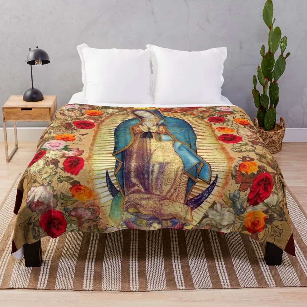 Our Lady of Guadalupe Virgin Mary Catholic Mexico Poster Throw Blanket