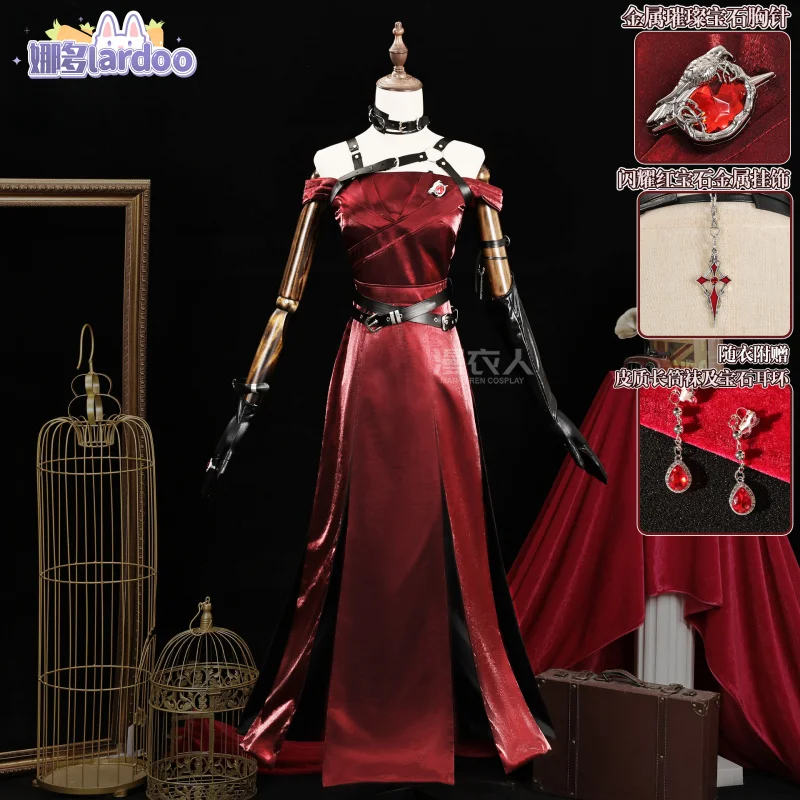 

Костюм для косплея «Любовь и глубокое пространство», красное платье, очаровательная вуаль, униформа Sylus Relentless Conqueror MC, Хэллоуин, женская девушка