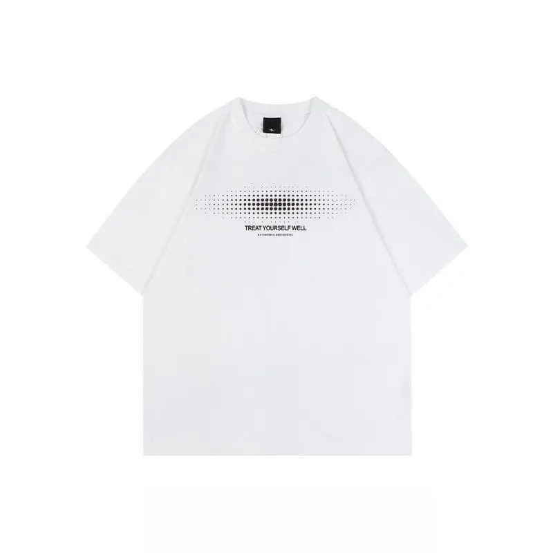 Men's White Graphic T Shirt With Pixel Text Print Crew Neck Short Sleeve Loose Fit Casual Streetwear Top