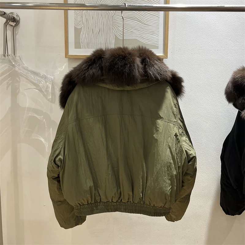 2026 Winter New Style Short White Duck Down Jacket with Large Fox Fur Collar High-Quality Thickened Warm Loose-fitting Outerwear