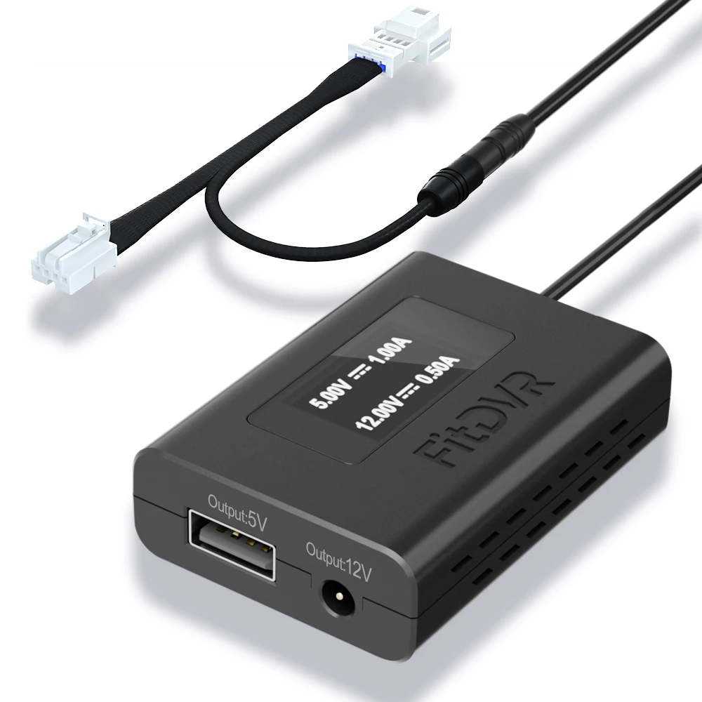 

FitDVR Dash Cam Power Adapter (4-Pin) for Mercedes Benz, Connect to Rain Sensor, LED Display, USB Power Source, D3-023