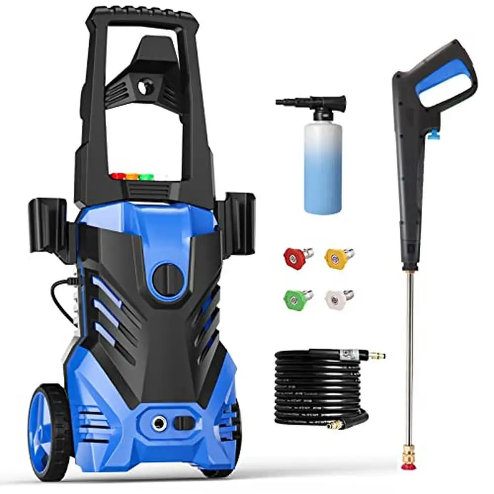 4000PSI Electric Power Washer Smart Control 3.2 GPM Foam Cannon 4 Nozzle Adjustments 25ft Hose Lightweight Mobile Trolley Bar