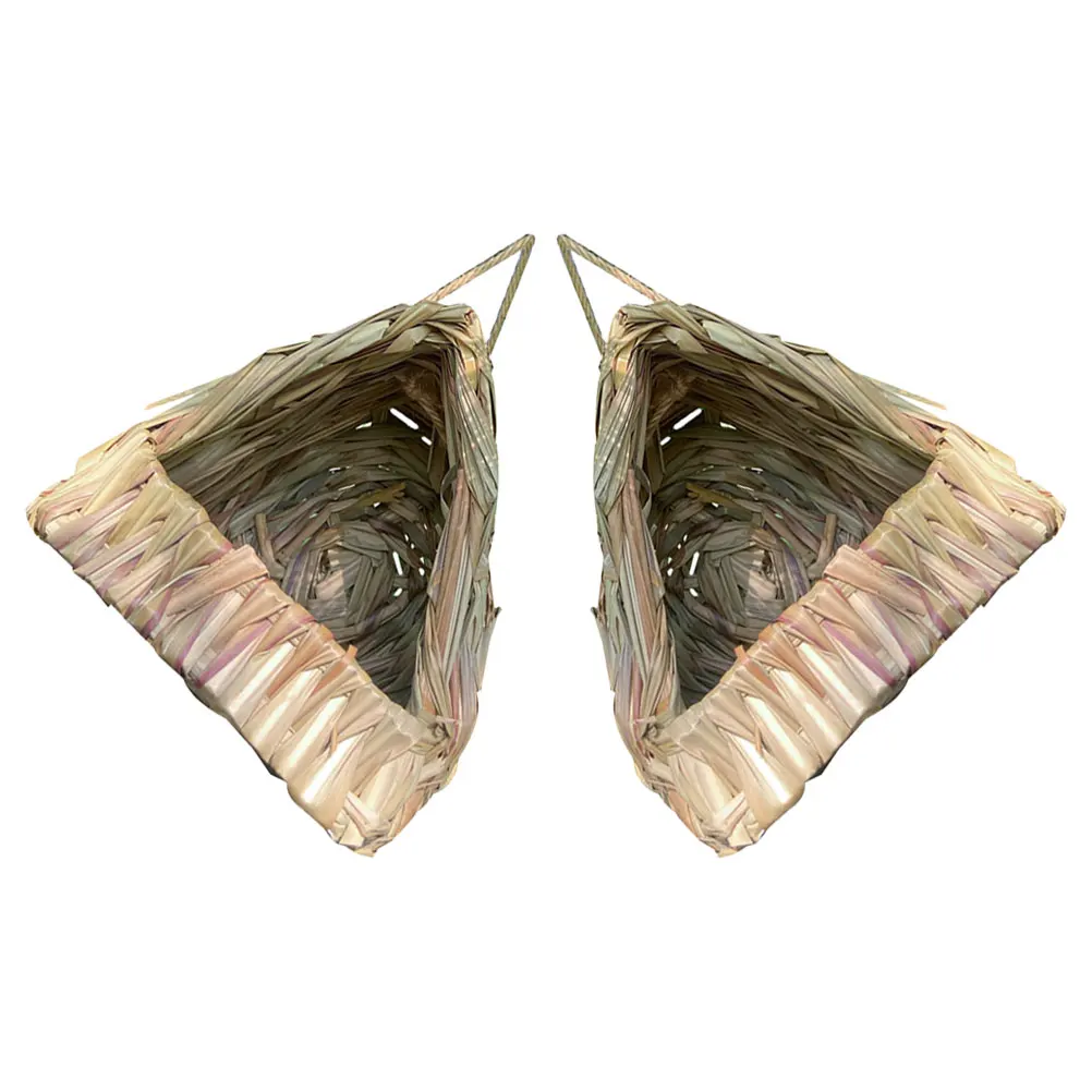 

2 PCS Straw Parrot Nest Craft Hammock for Birds Parrots Cockatiel Hanging Tent Hut Big Mouth