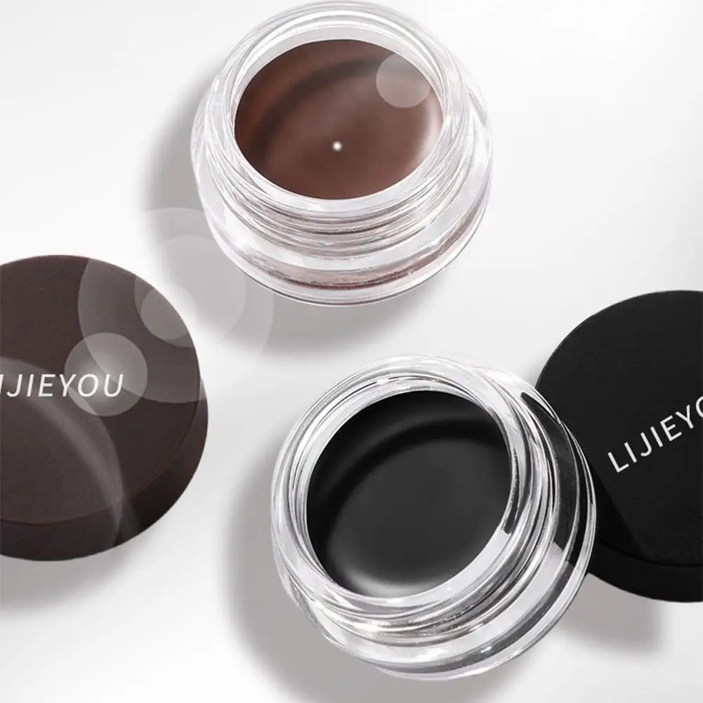 2 สีอายไลเนอร์เจลติดทนนานกันน้ํา Smooth Eye Liner ครีมสีน้ําตาลสีดําแต่งหน้าพร้อมแปรงสําหรับเลือก S4B0
