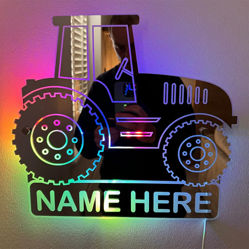 

Mirror Night Light Personalized Name Tractor Mirror Light