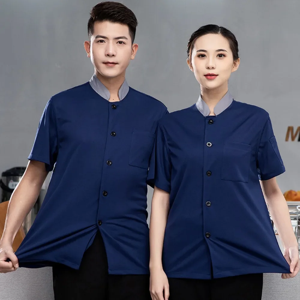 Full Body Ademend Net Chef Werkkleding Korte Mouw Heren Zomer Dunne Koele Eetkamer Hotpot Terug Keuken