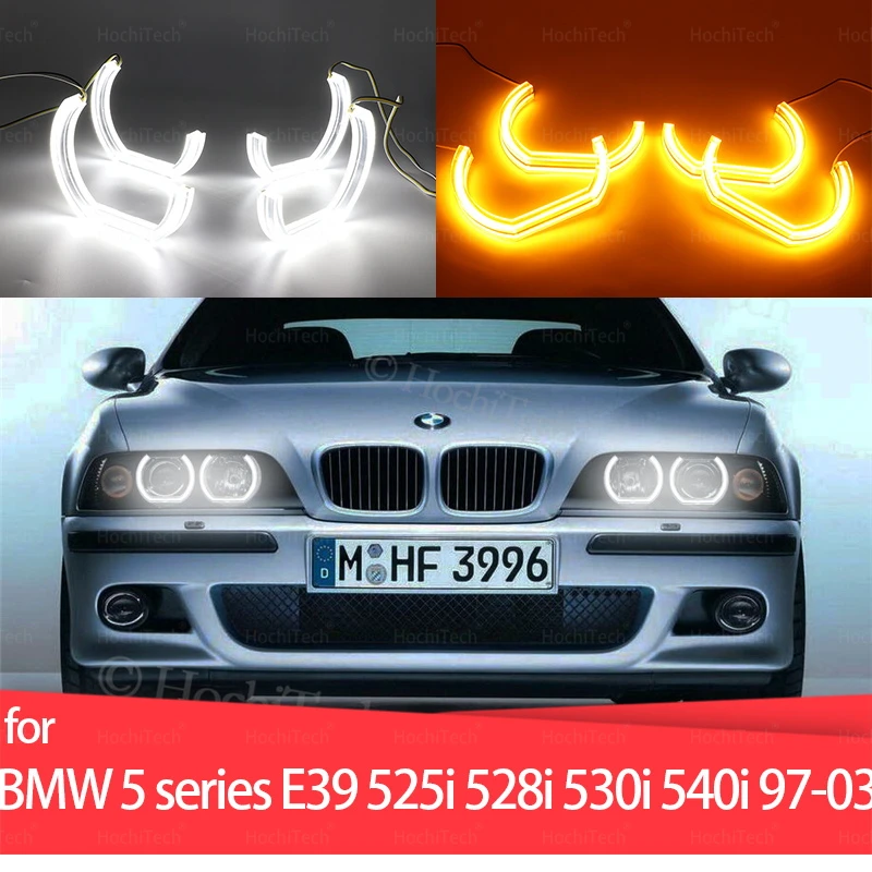 

for BMW 5 series E39 525i 528i 530i 540i 1997-2003 Switchback LED Crystal Angel Eyes Halo White and Yellow Dual Color