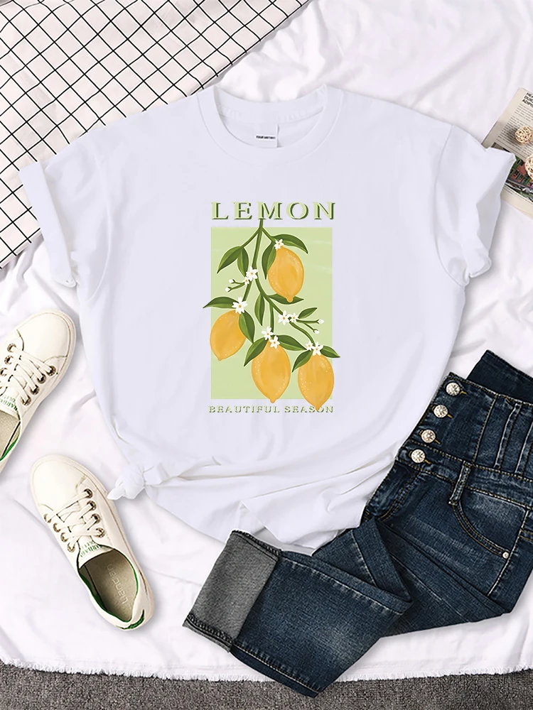 Lemon Beautiful Season Printing T Shirt Female Street Hip Hop Tshirt Casual Fashion Short Sleeved Breathable Cool Clothes Women