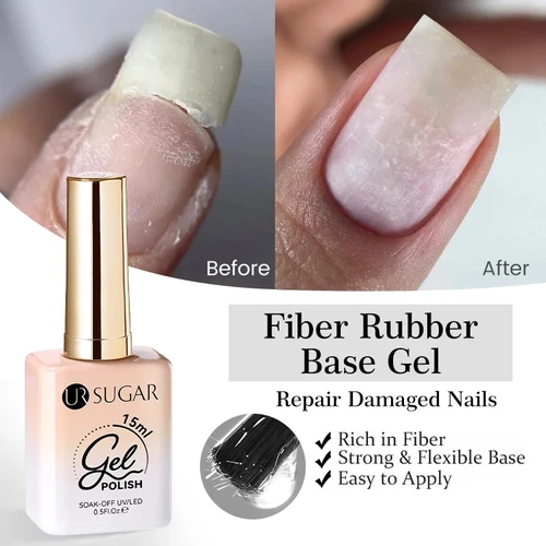 UR SUGAR-Gel Base de fibra de goma, 15ml, mejora de uñas rotas, fibra de vidrio reparada, transparente, construcción rápida, Gel de construcción UV