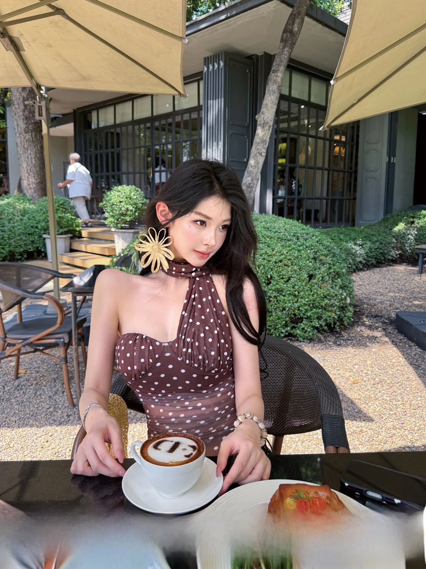 

Italian Polka Dot Mesh Single Shoulder Wrap Bustier Top Summer Vintage Dotted Design Sensation Women's Slim Fit Vest Top