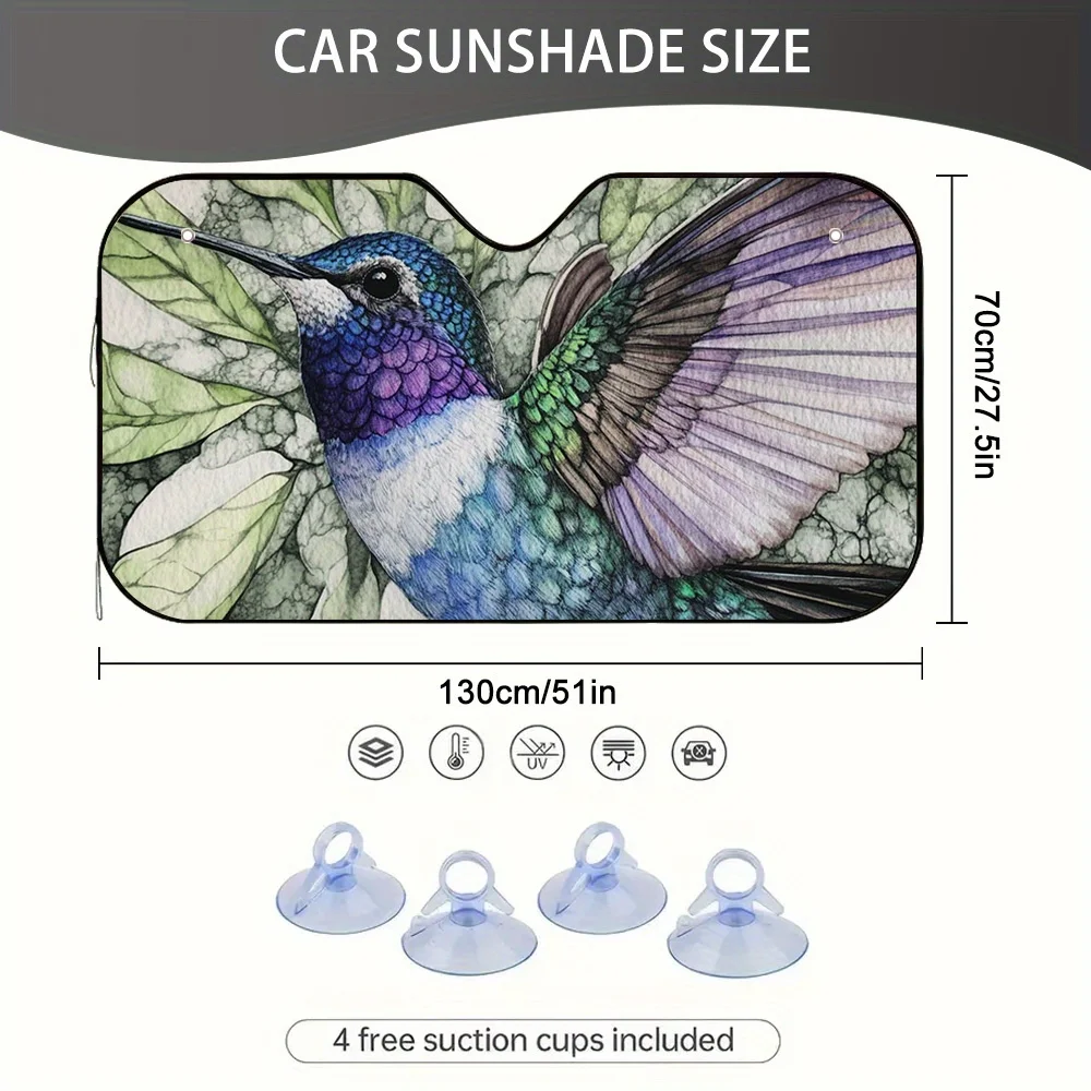 1pc Colorful Hummingbird Car Sun Visor, Ideal For Hot Days, Helps Maintain A Comfortable Car Interior Temperature And Blocks Sun