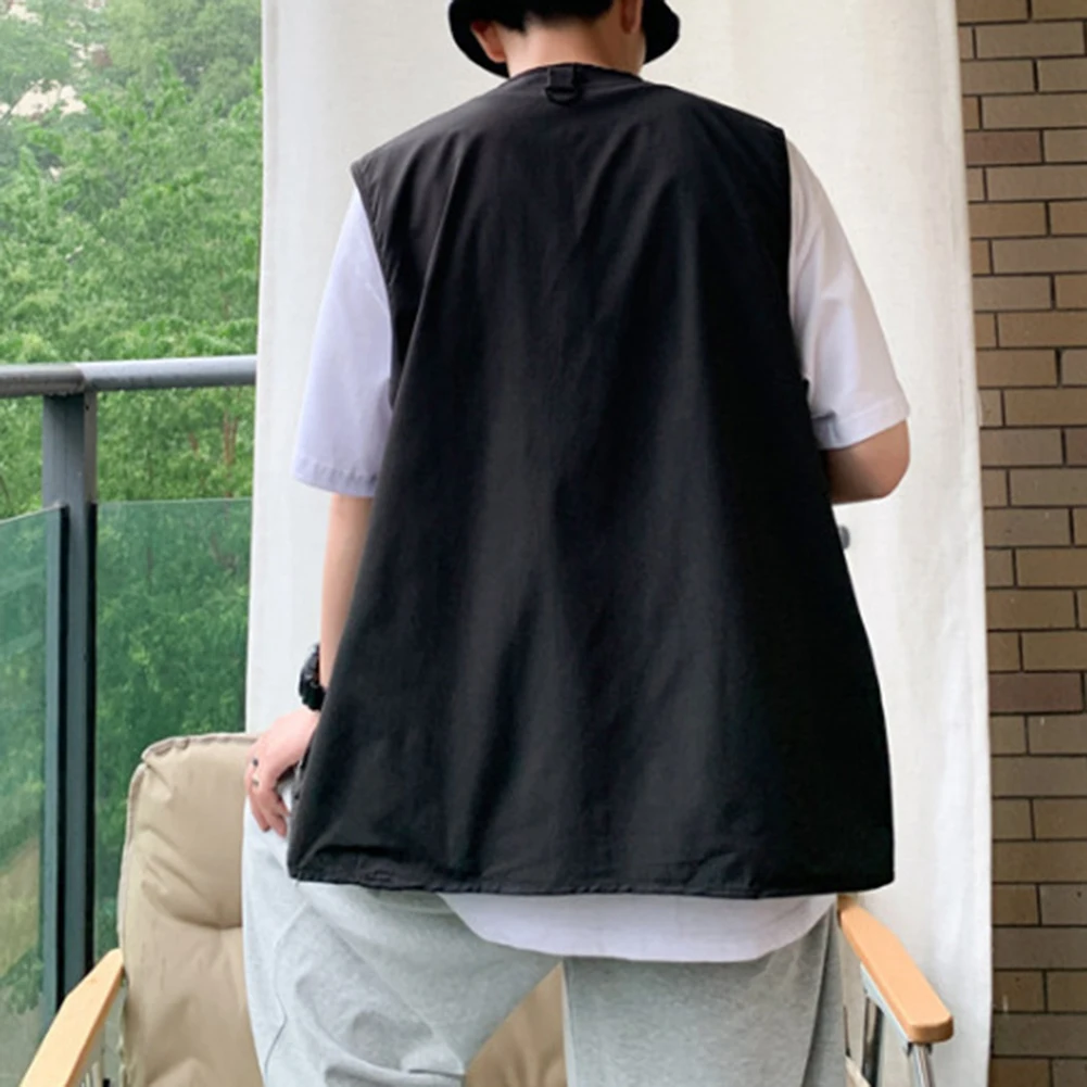 

Beach Holiday Outdoor Activities Men Cargo Vest Lightweight Vest Loose Fit Waistcoat V Neck Design Polyester Fabric