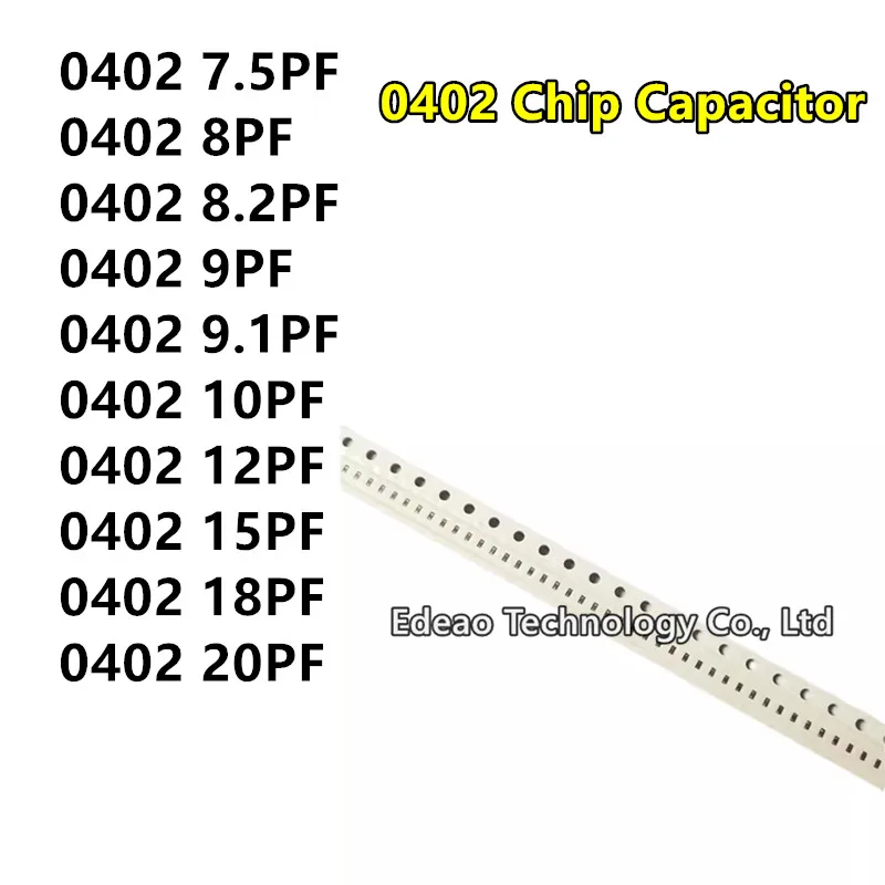 100-500pcs/lot 0402 SMD Multilayer Ceramic Capacitor 0402 7.5PF 8PF 8.2PF 9PF 9.1PF 10PF 12PF 15PF 18PF 20PF  50V SMD