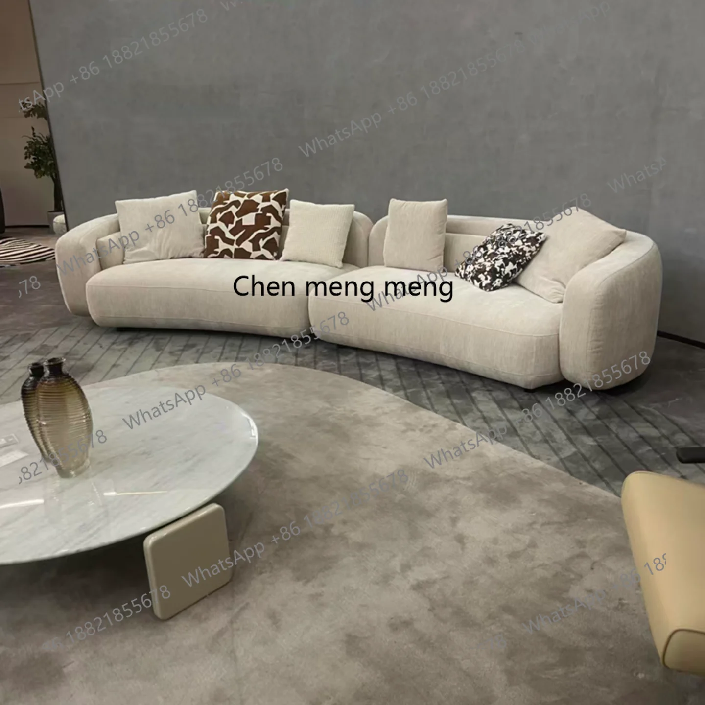 

Italian minimalist cloud curved sofa living room hotel chenille fabric sofa