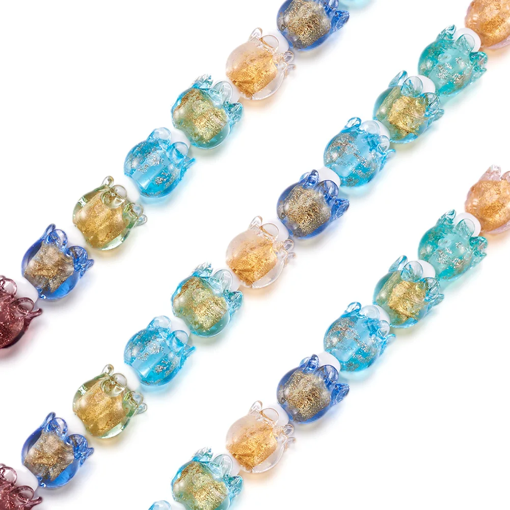 30pcs Tulips Flower Lampwork Beads Multicolor Glass Flora Beads Loose Beads For DIY Bracelets Jewelry Making Accessories 9x8.5mm