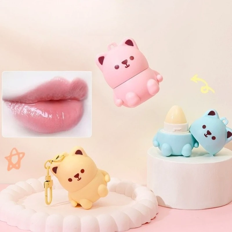 2 w 1 Balsam do Ust w Formie Zawieszki Dziecięcy Miś Nawilżający Balsam do Ust Przeciw Wysuszeniu Popękania Primer Naprawczy Antyzamrożeniowy Popękanie Pielęgnacja Ust Dziewczynka