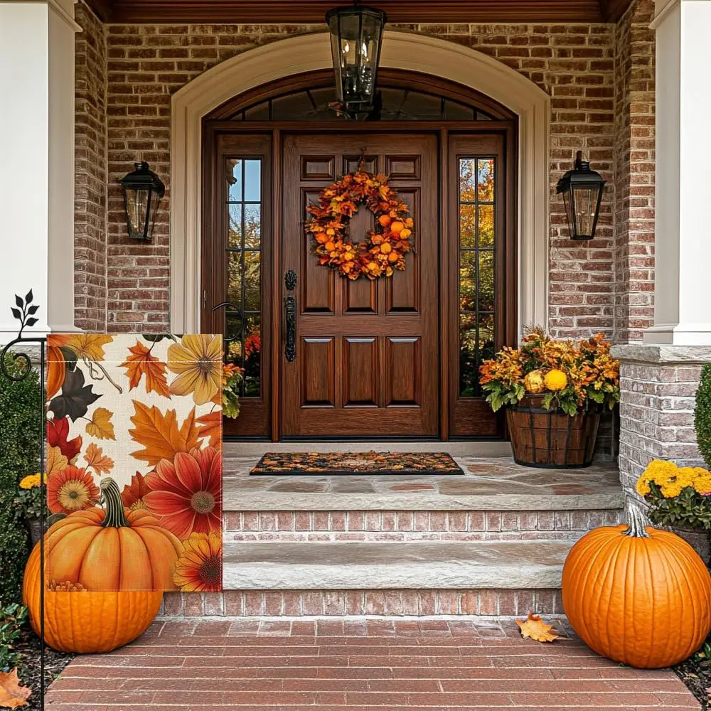 Fall Pumpkin Sunflower Garden Flag Double Sided 12x18 Outdoor Decor | Double sided printing, Weather resistant fabric, Fade- llp