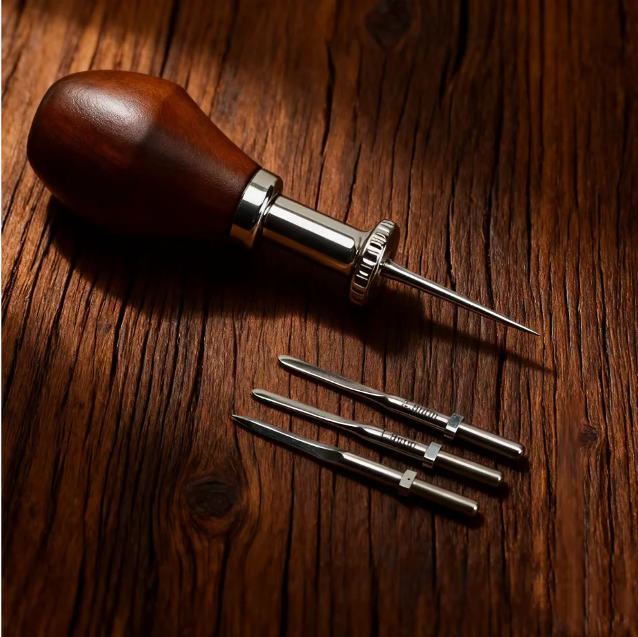 

T-Series Stitching Horse With Diamond/Round/French Punch -Interchangeable Awl Set For Leathercraft | Quick-Change Punch Tool Kit