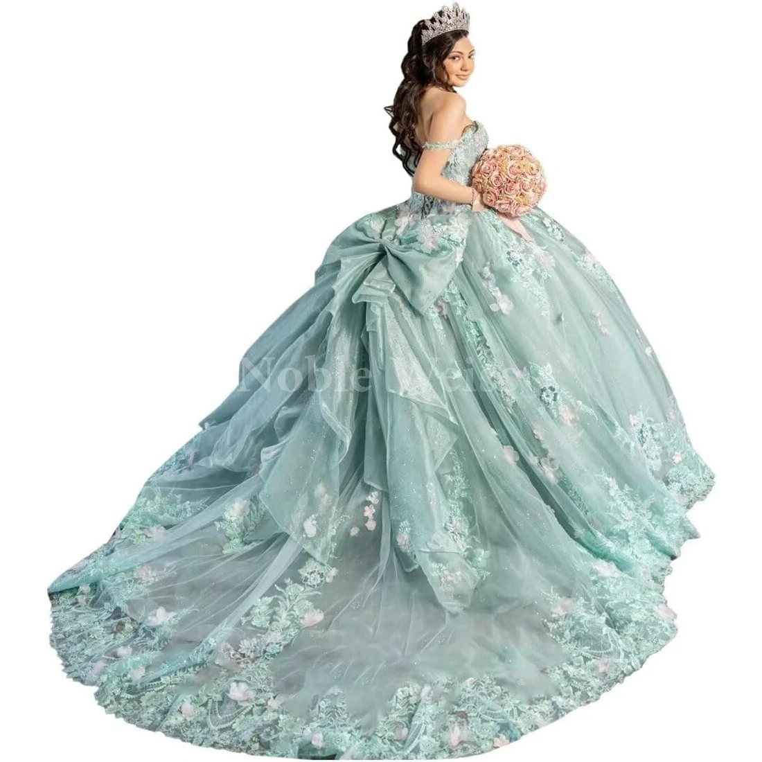 Vestidos de quinceañera de flores en 3D, vestido de baile con hombros descubiertos, dulce 16 vestidos, vestido de baile largo con escote en forma de corazón personalizado