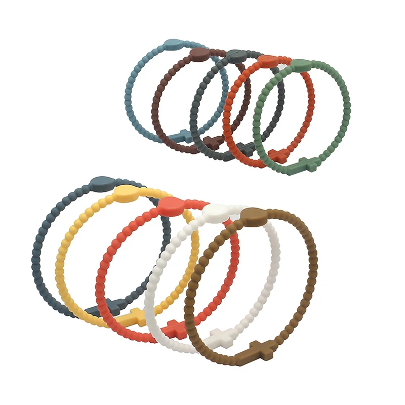 5pcs Simple Cross Bracelet Silicone Thin Bracelets Children\'s Colorful Bracelets