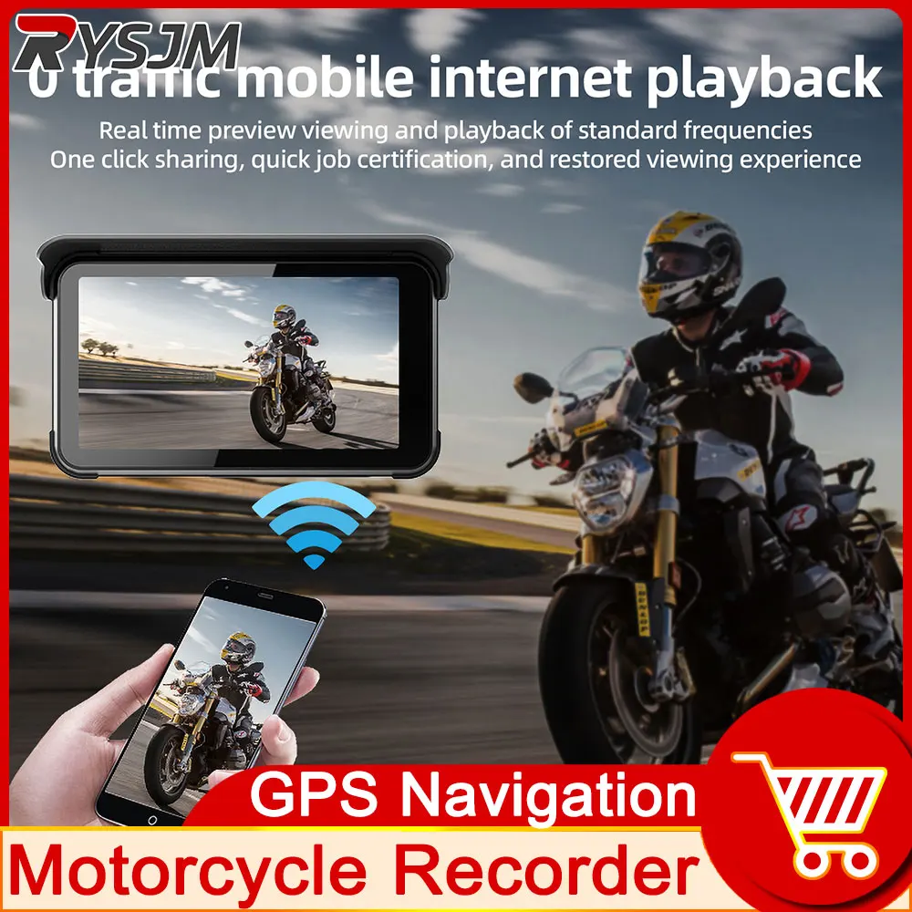 Motorcycle GPS Navigation Portable 6.25 inch IP67 Waterproof Wireless Carplay Android Auto DVR Drive Recorder Moto Monitor WIFI