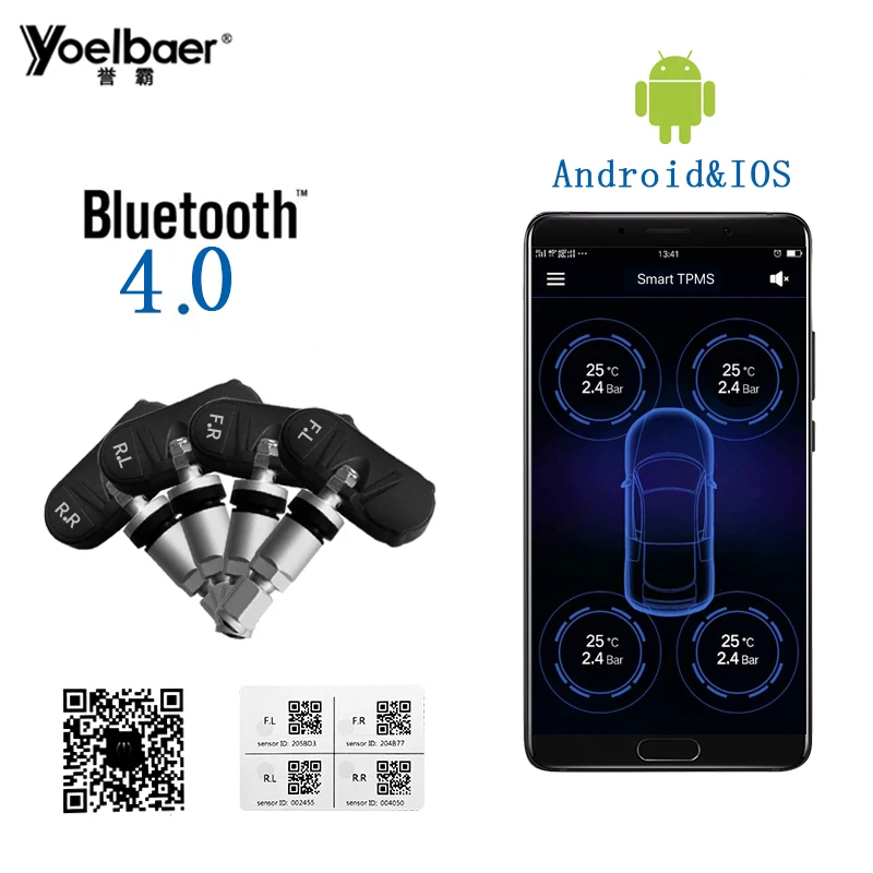 

Universal Smart Car BT Tire Pressure Monitoring System Internal External Sensor Mobile Devices Phone Android IOS APP BLE TPMS