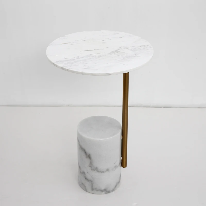 Factory Wholesale Modern Living Room Bedroom Round Natural Marble Side Table Wholesale Customization