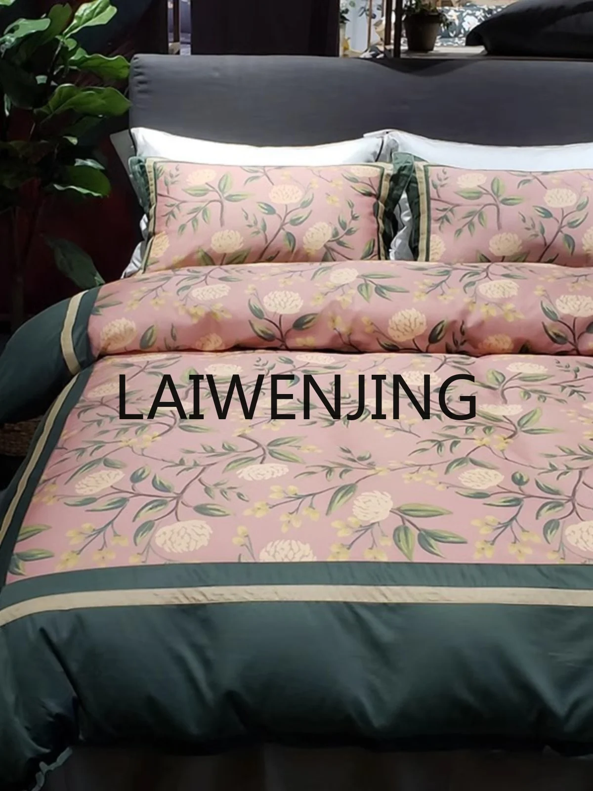 Four-Piece Set New Pure Cotton American Light Luxury Long-Staple Cotton Retro Idyllic Contrast Color Floral Bedding