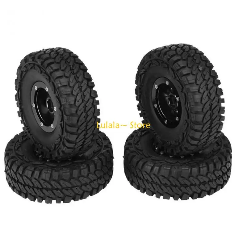 Jantes roue RC Simulation Y4QA, verrouillage à billes en caoutchouc avec 6 rayons pour voiture SCX10 1/10