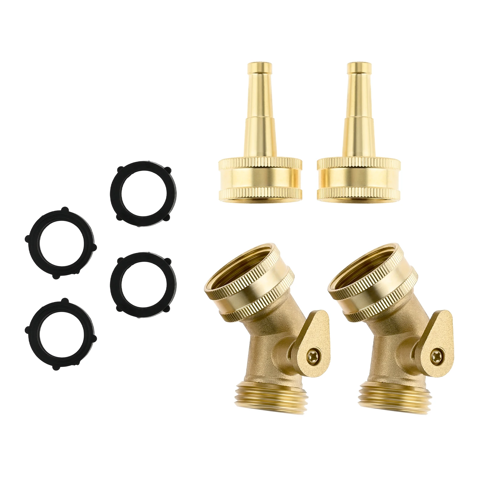 

4Pcs/set High-quality Brass High Pressure Jet Nozzle for Garden Hose with 45° Hose Elbow Shut-Off Valve and Washers