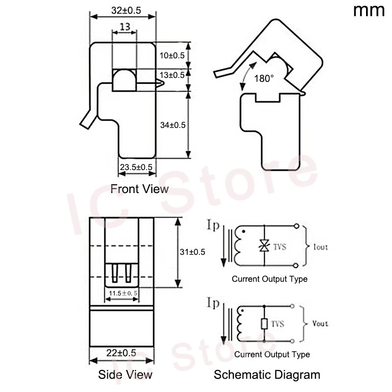 1 sztuk SCT-013-000 5A 10A 20A 30A 50A 100A 50MA 1V 1% nieinwazyjny przekładnik prądowy z dzielonym rdzeniem czujnik prądu AC — zdjęcie produktu 6