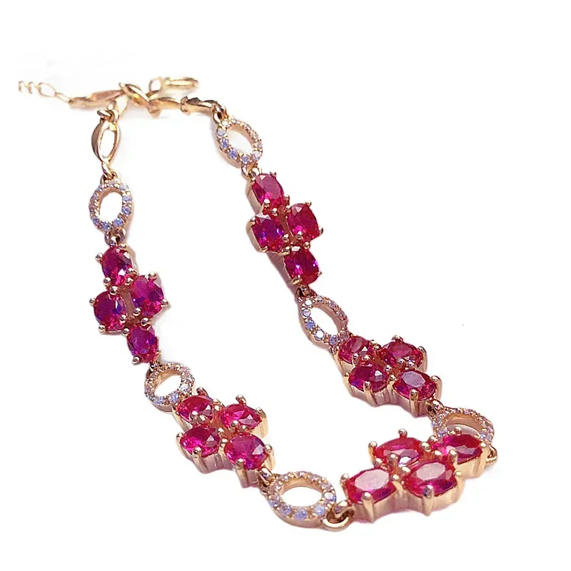 Creative and exquisite ruby inlaid bracelet for women palace style chain sparkling luxury bangles engagement jewelry