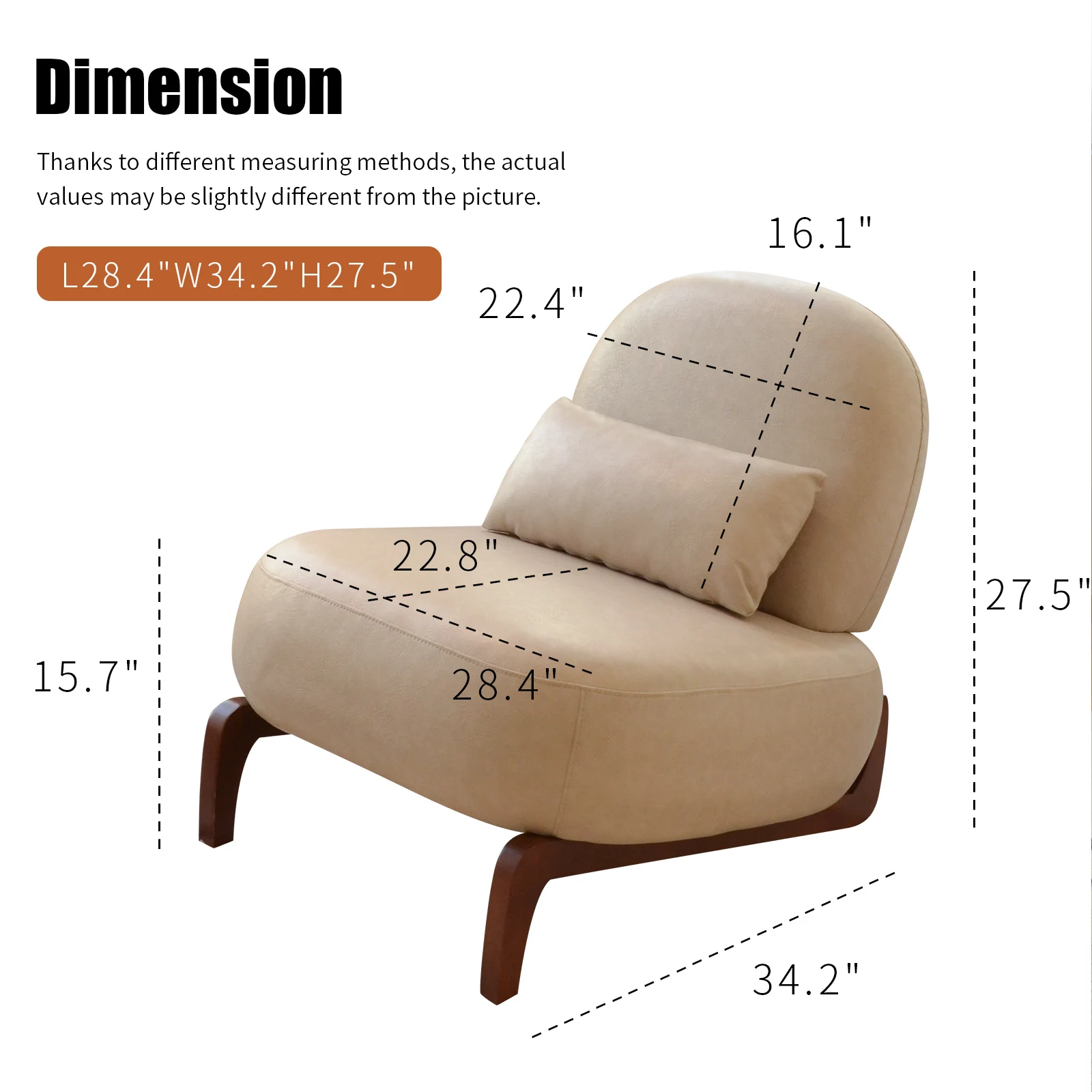Cute Modern Eco-Friendly Reclining Accent Chair Solid Wood Legs Faux Leather Soft Cushion Home Furniture Living Room Bedroom