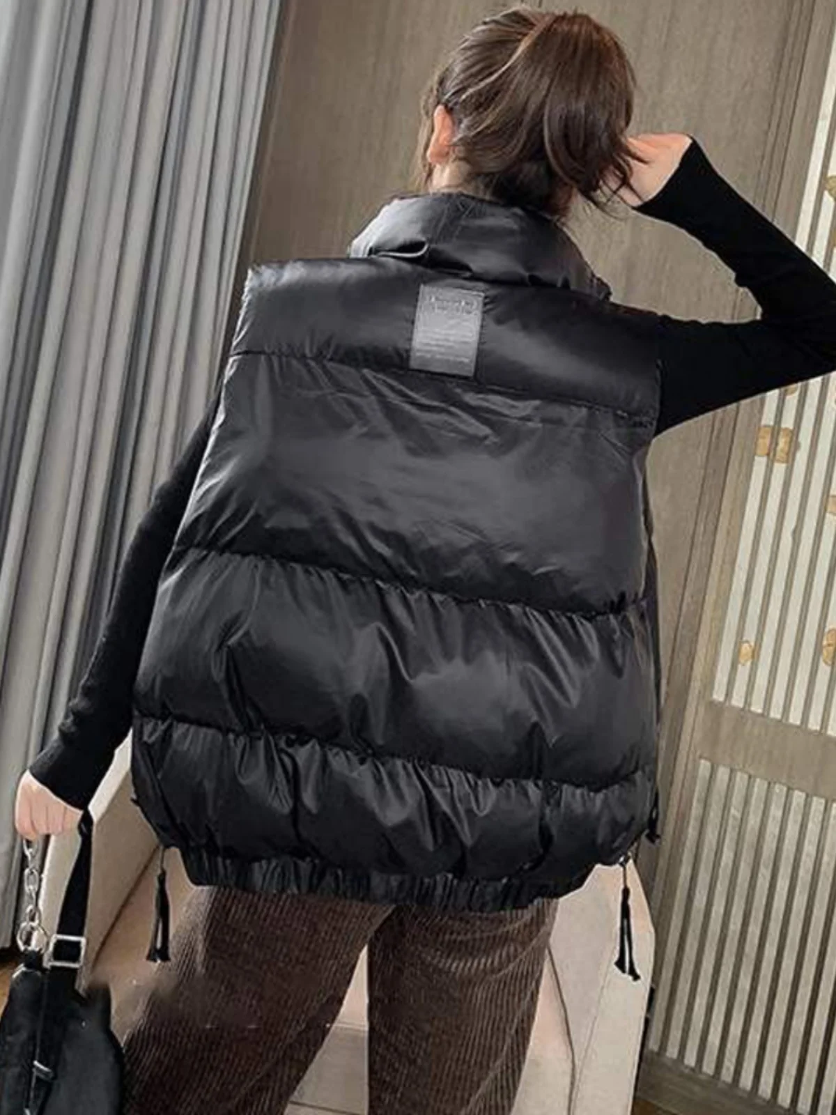 

plus Size down Cotton Vest Women's Autumn Winter Loose Slimming oulder Pad Thin Vest Jaet Korean Sle Commute Faion