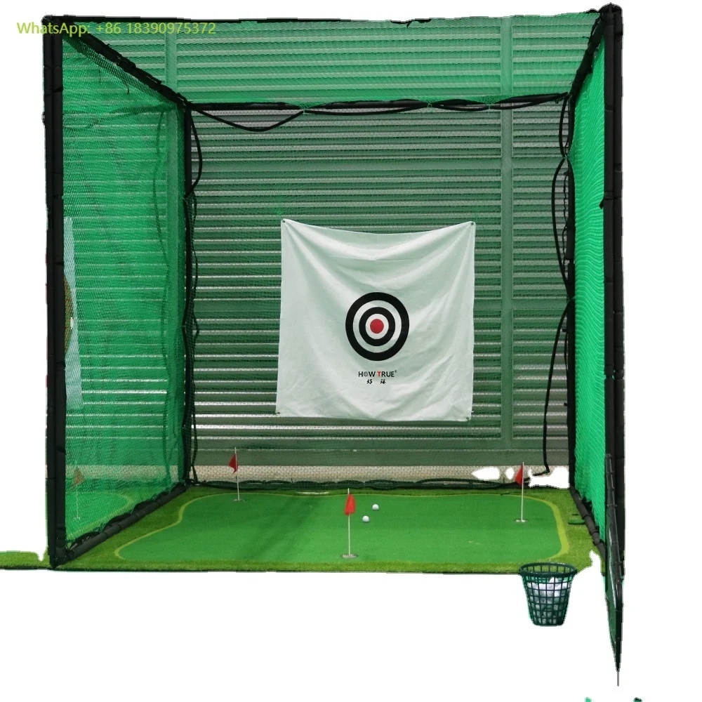 

HOW TRUE Indoor Outdoor 3x3x3m Simulator Golf Hitting Nets Golf Hitting Training Aids Green Golf Practice Cage Net