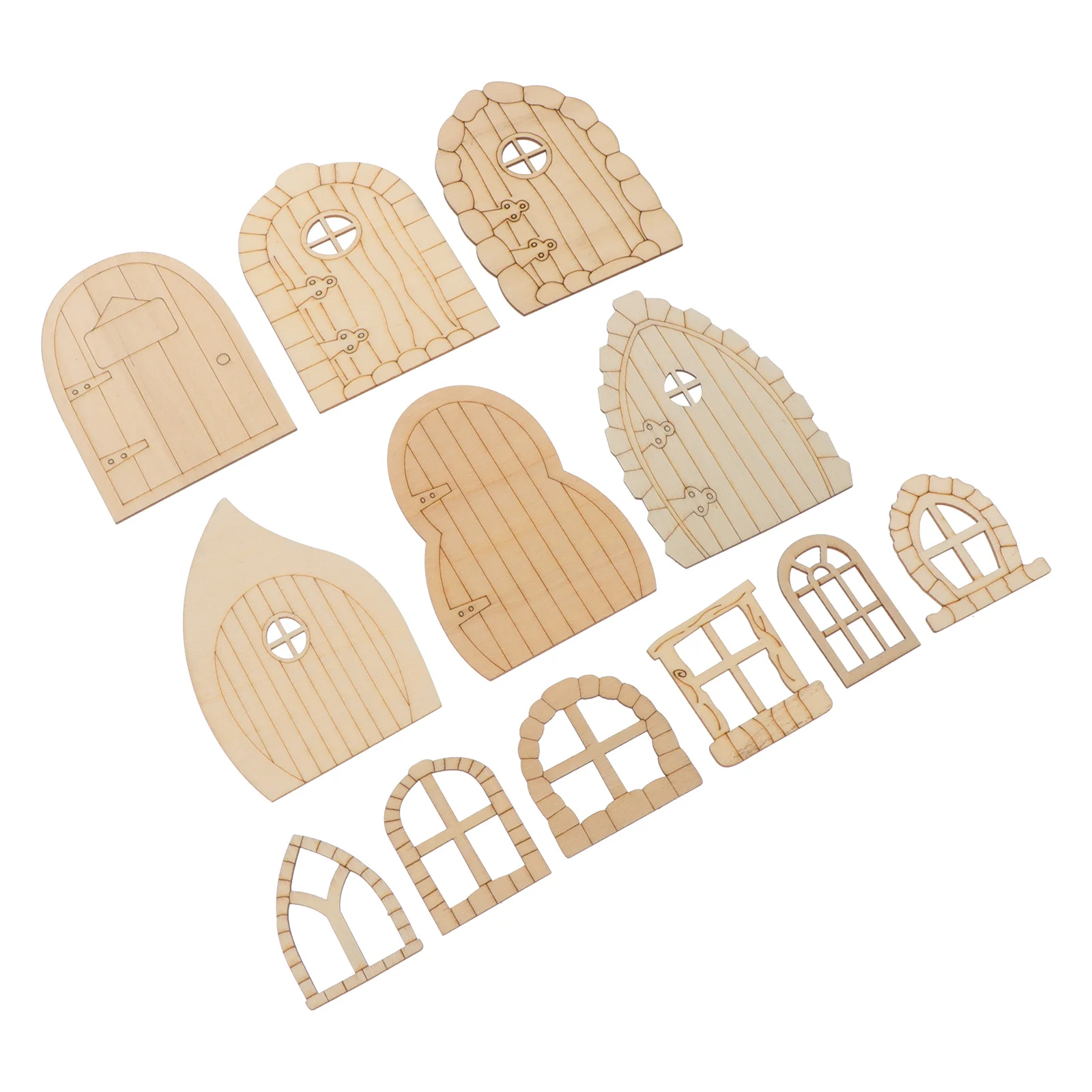 

48Pcs Wood Craft Slices DIY Wood Boards for Painting Graffiti Room Decor Natural Wooden Door Cutout Craft Supplies